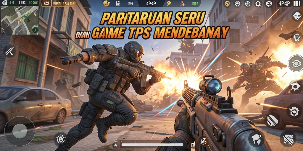 Screenshot 4P4P menampilkan aksi pertempuran seru dalam TPS.