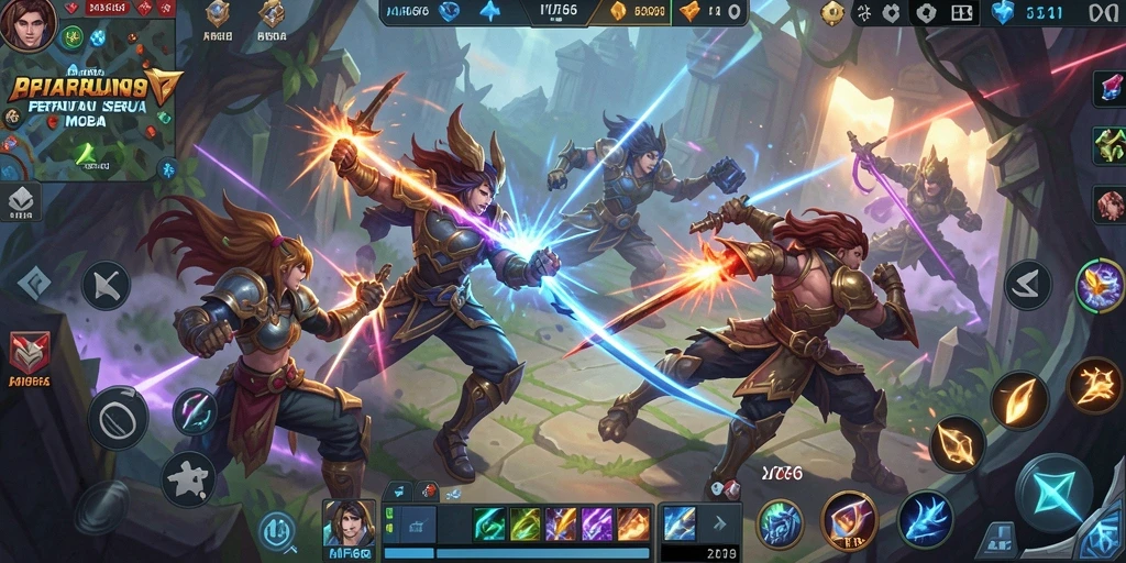 Screenshot utama AIFA66 menampilkan aksi seru di arena MOBA.