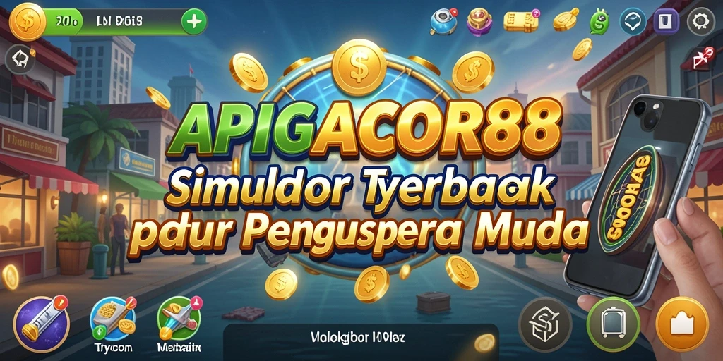 Tampilan gameplay seru di APIGACOR88 dengan unsur Tycoon.