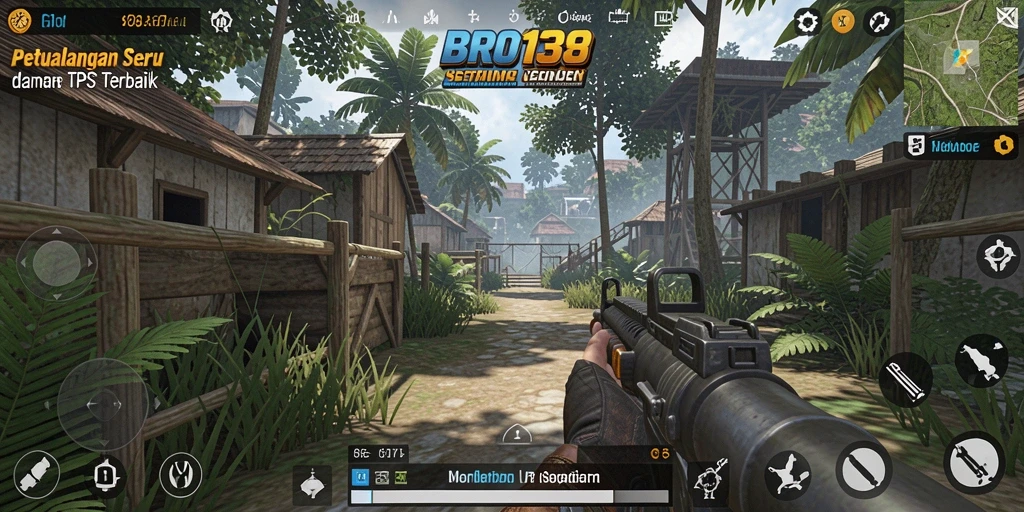 Screenshot utama BRO138 menampilkan aksi tembak-menembak yang seru.