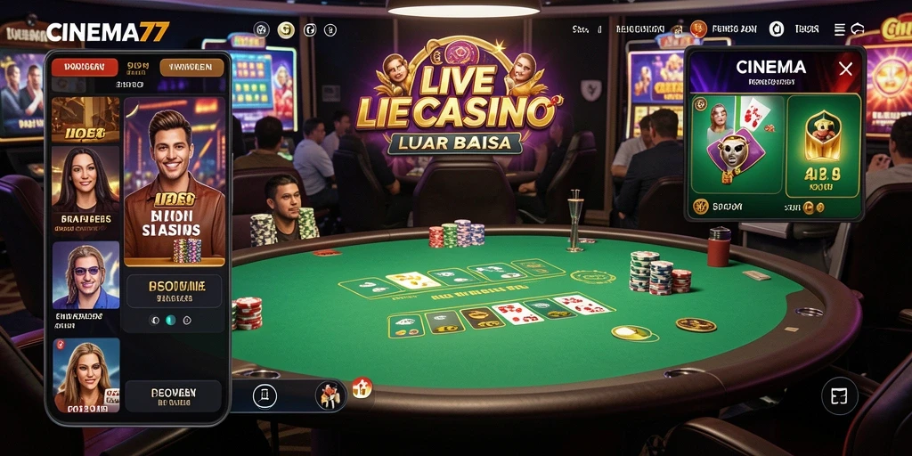 Tampilan permainan Live Casino yang menarik dan interaktif di CINEMA77.