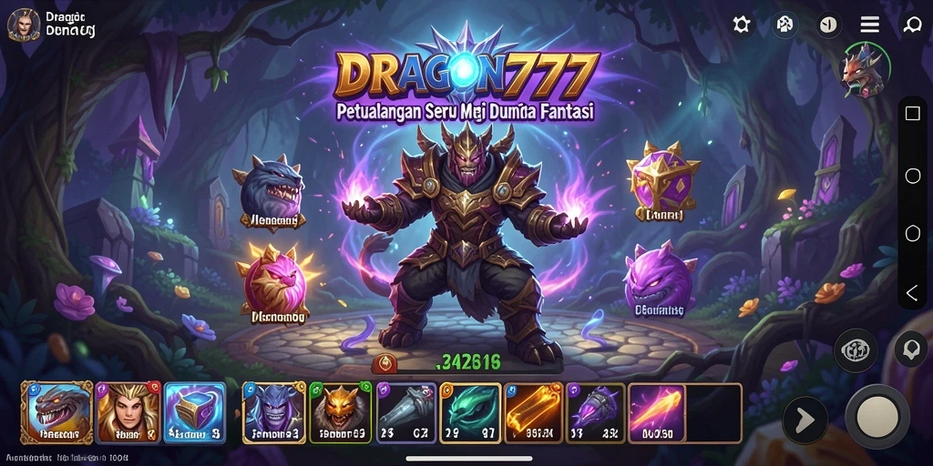 Tangkapan layar utama DRAGON777 menampilkan aksi petualangan yang mendebarkan.