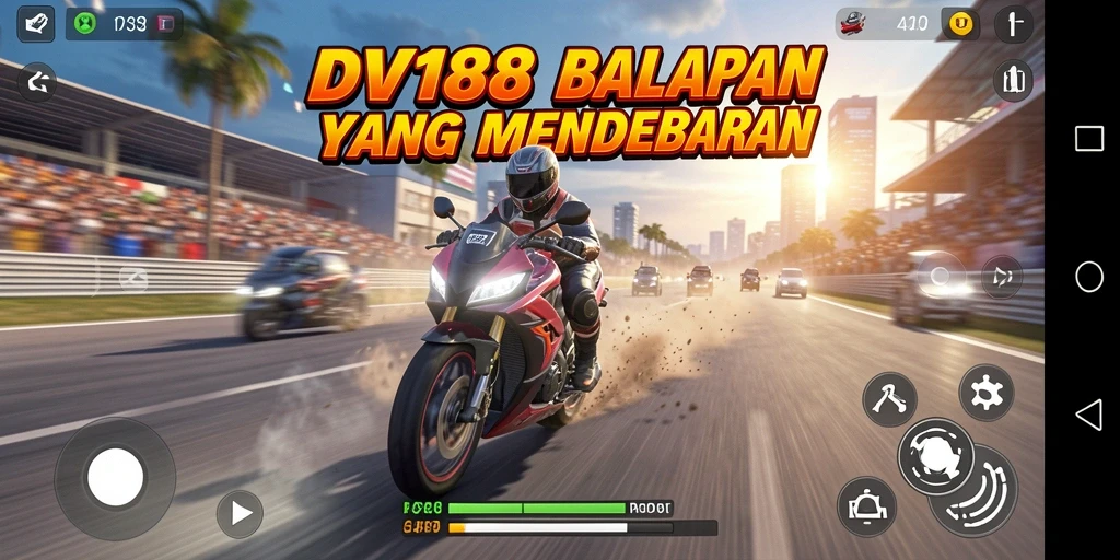Tampilan gameplay seru dari balapan motor DV188.