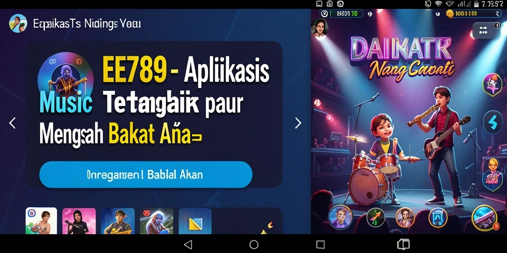 Tampilan gameplay aplikasi musik EE789 yang interaktif dan menarik.