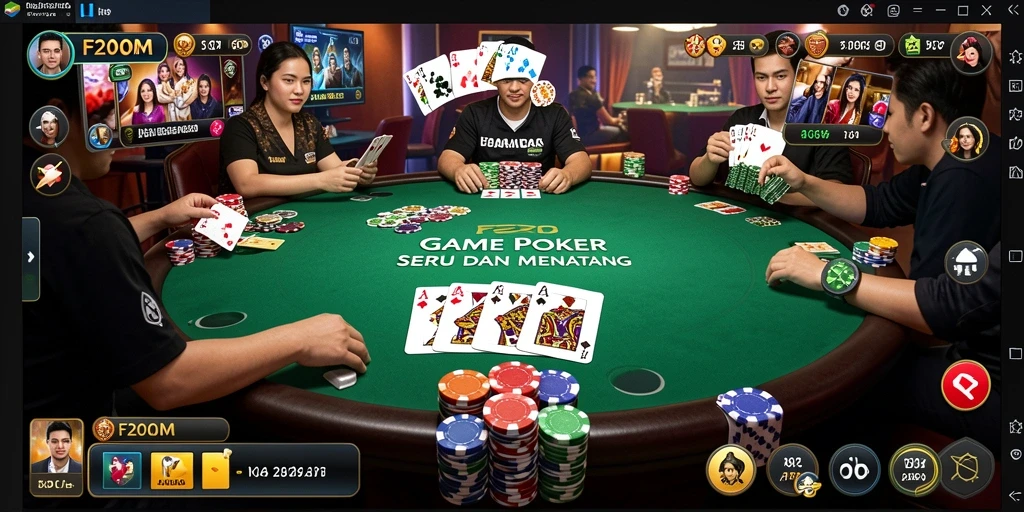 Tangkapan layar F200M menampilkan aksi seru dalam permainan Poker.