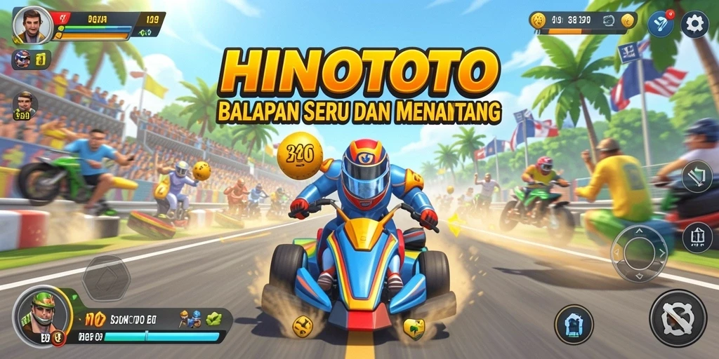 Tampilan seru gameplay balapan di HINOTOTO.
