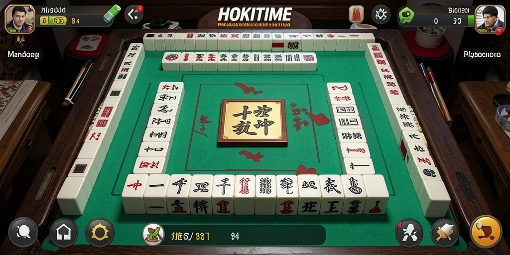 Tampilan gameplay HOKITIME yang menarik dalam permainan Mahjong.