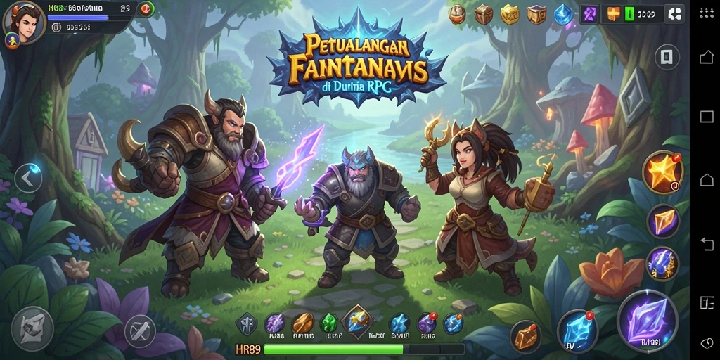 Tangkapan layar dari gameplay RPG yang epik dan menakjubkan.