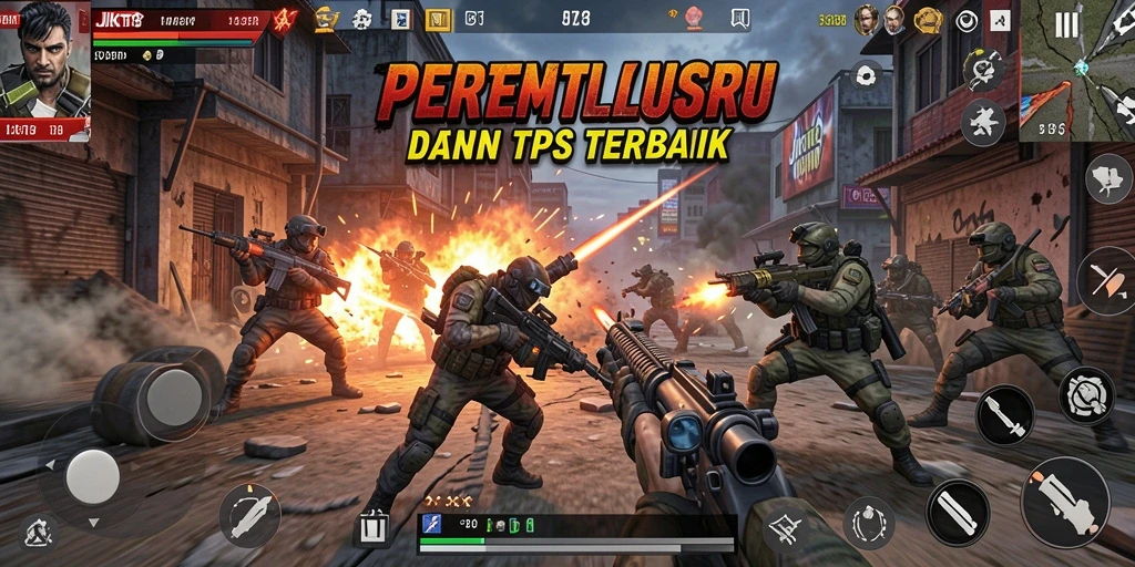 Tampilan seru gameplay JKT8 dengan aksi tembak-menembak.