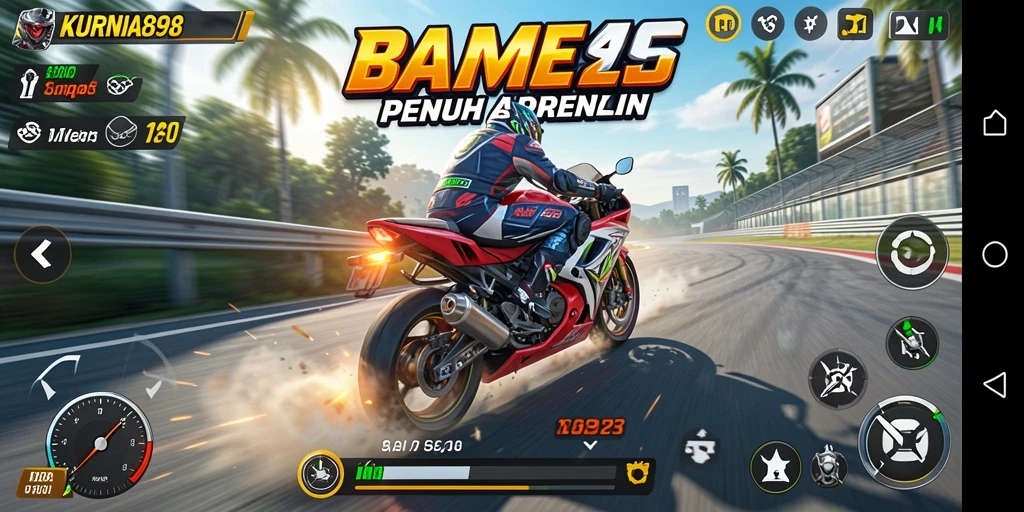 Screenshot KURNIA898 menampilkan aksi balap motor yang mendebarkan.