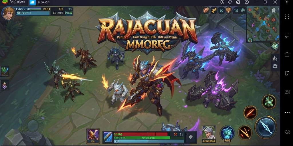 Tangkapan layar utama RAJACUAN dengan pertarungan epik dalam dunia MMORPG.
