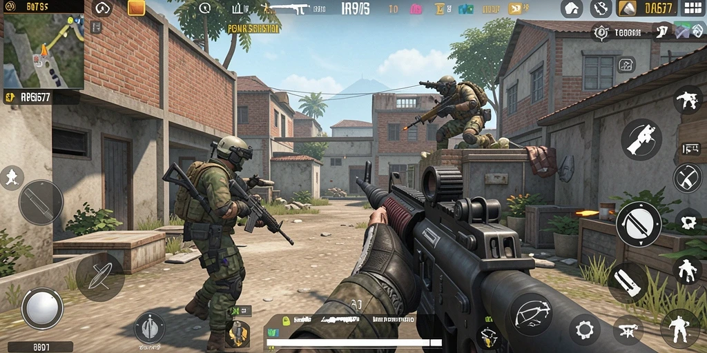 Screenshot yang menunjukkan aksi seru dalam gameplay FPS RP6677.