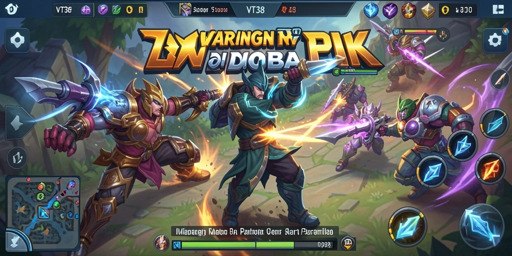 Tangkapan layar gameplay seru VT38 dalam arena MOBA.